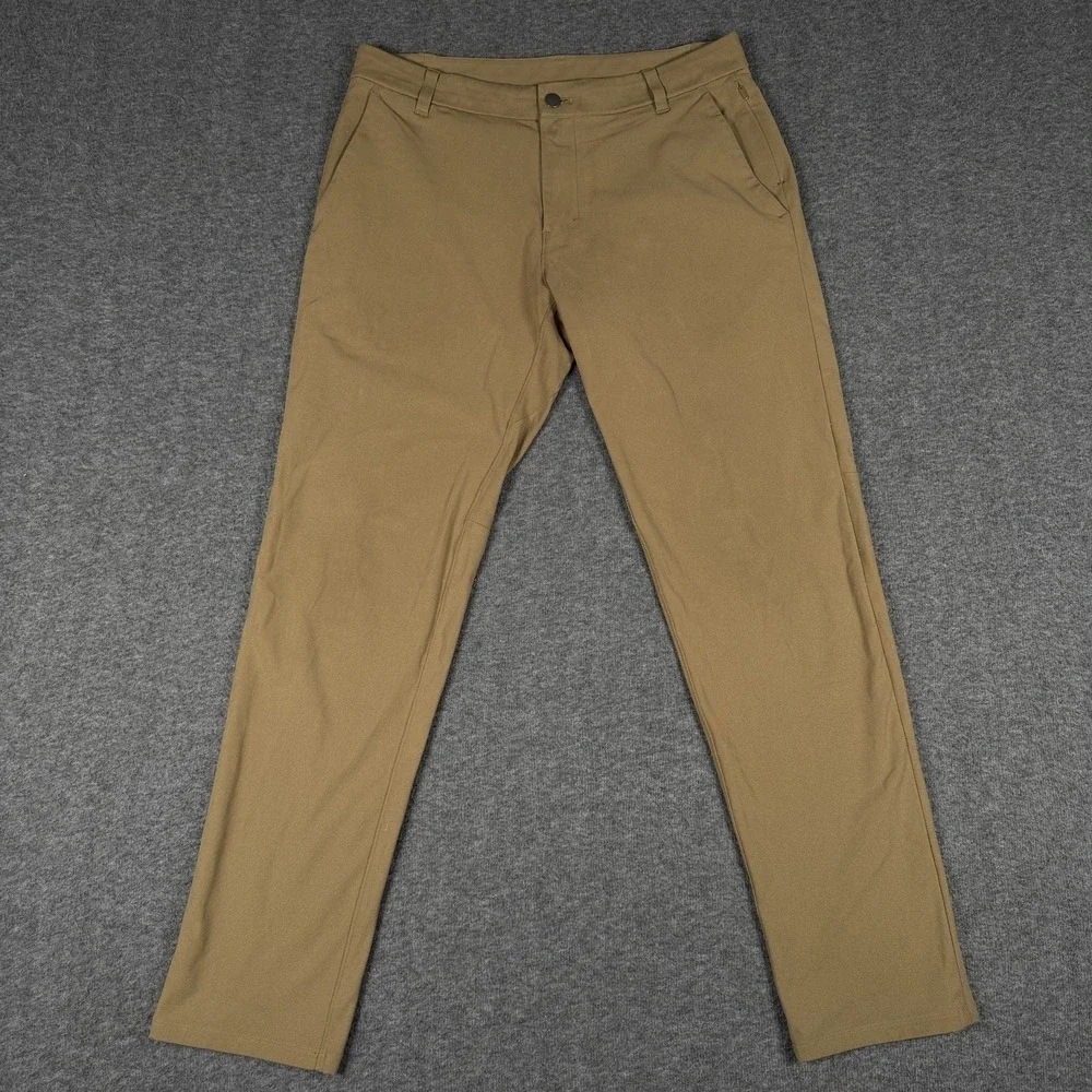 Lululemon Pants Men 32x30 Khaki Commission Classic 5 Pocket Trouser Warpstreme * - Picture 2 of 12